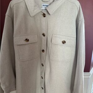 Old Navy Women's Brushed Wool Oatmeal Shacket/Jacket XXL